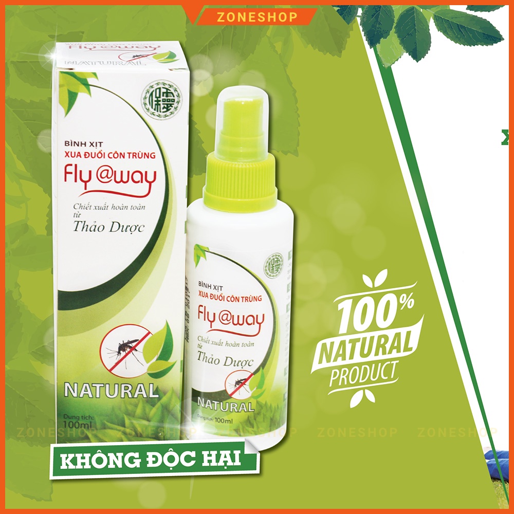 Bình Xịt Đuổi Muỗi Flyaway Bảo Linh 60ml - Thảo dược hoàn toàn, an toàn, hiệu quả, xịt đuổi côn trùng [ZONESHOP]