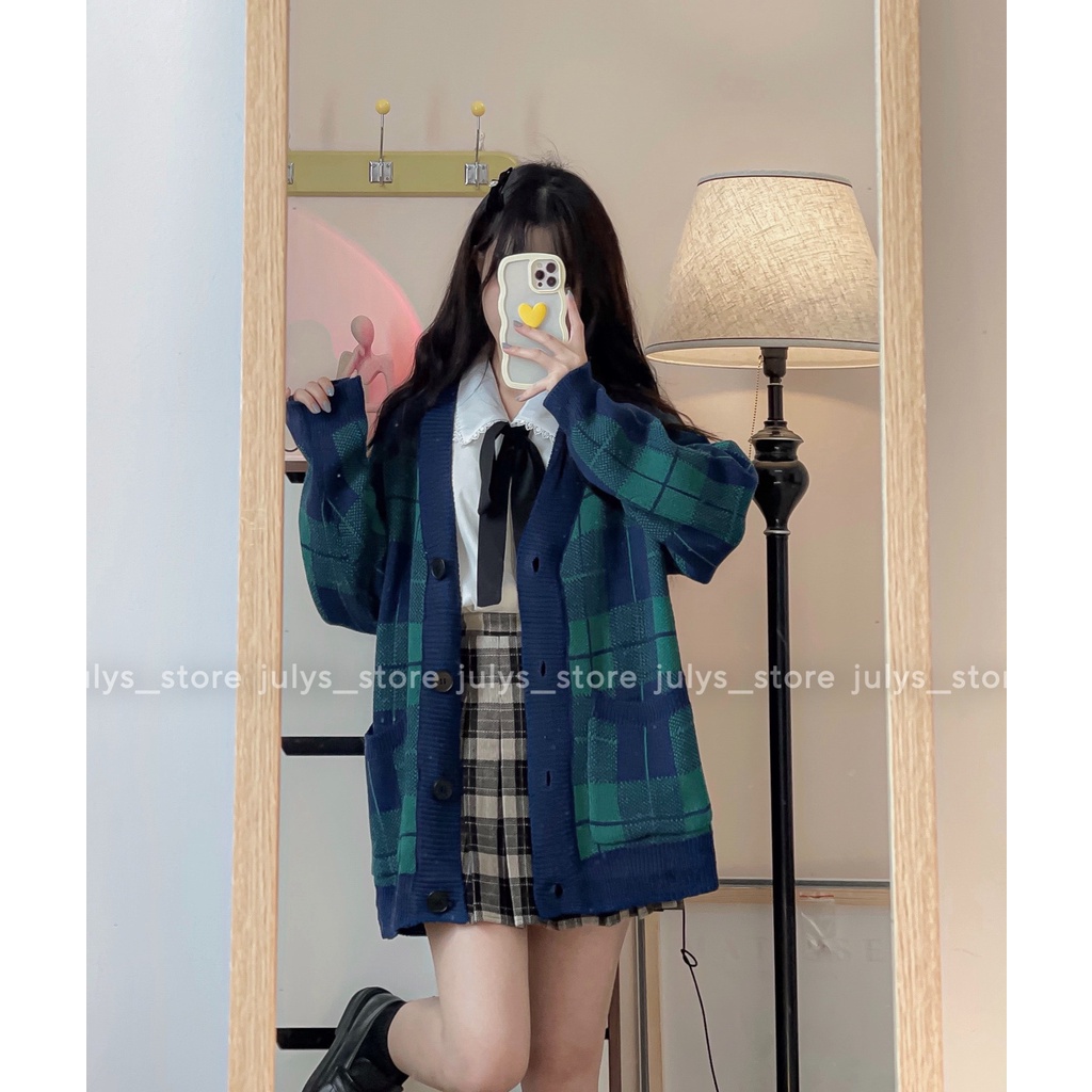 Áo cardigan len KẺ TO 2 màu retro (ảnh thật kèm video)