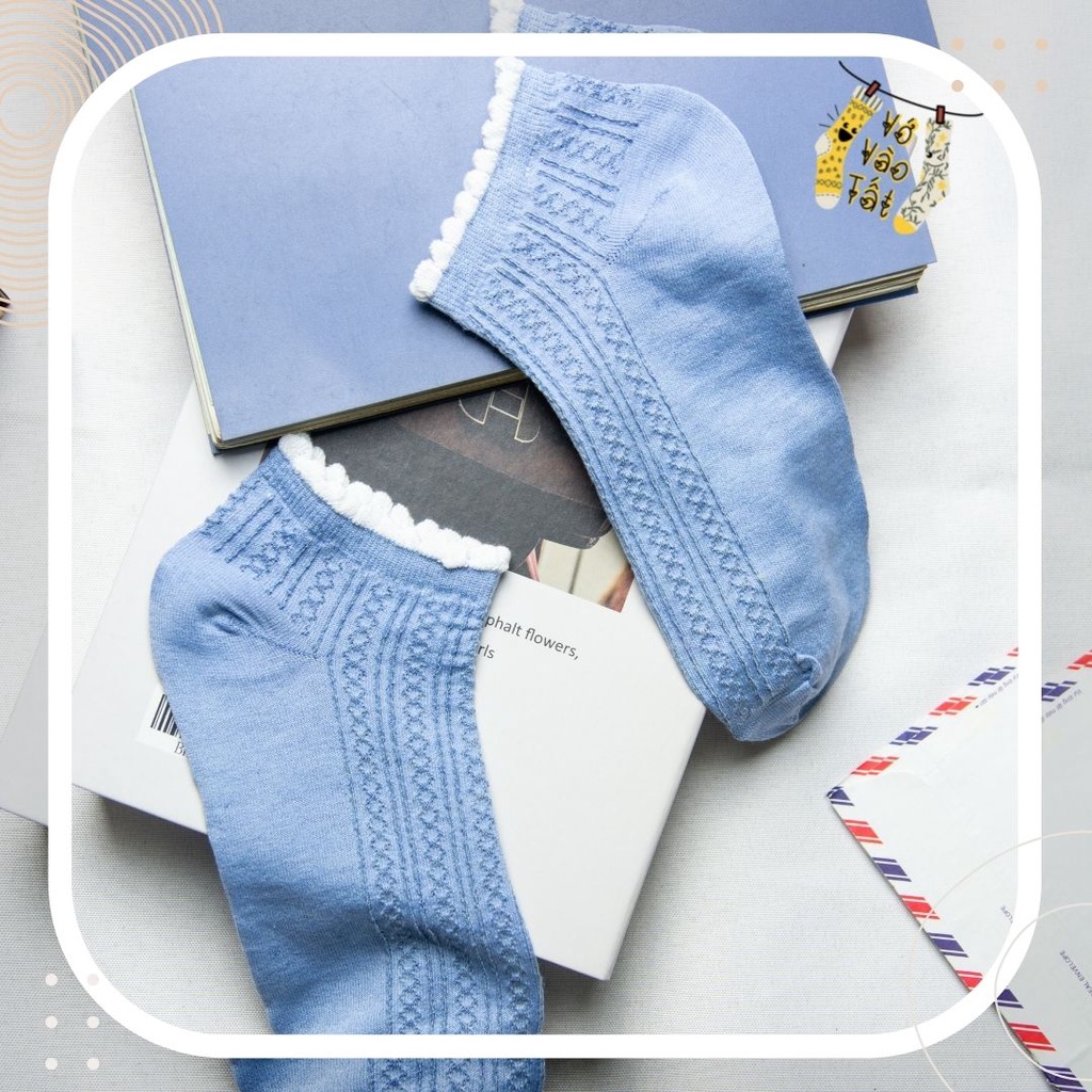 TẤT VỚ NỮ CỔ NGẮN TRƠN GÂN CÙNG MÀU NỔI DỌC