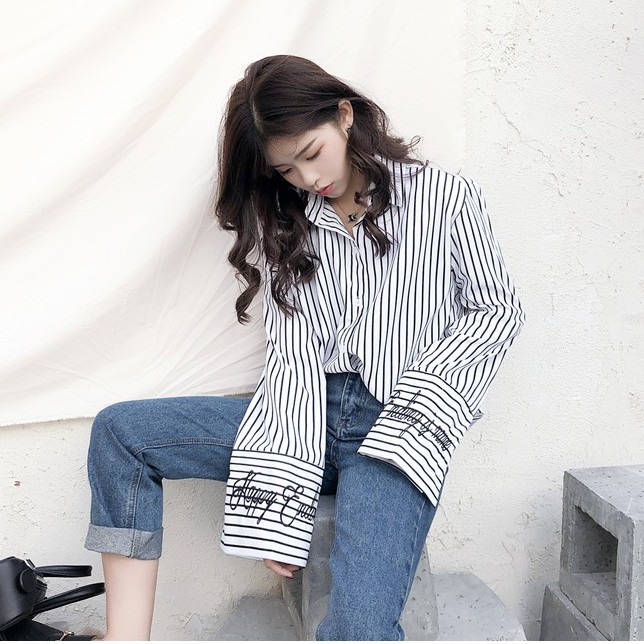 Áo sơ mi nữ tay dài form rộng Emilyshop