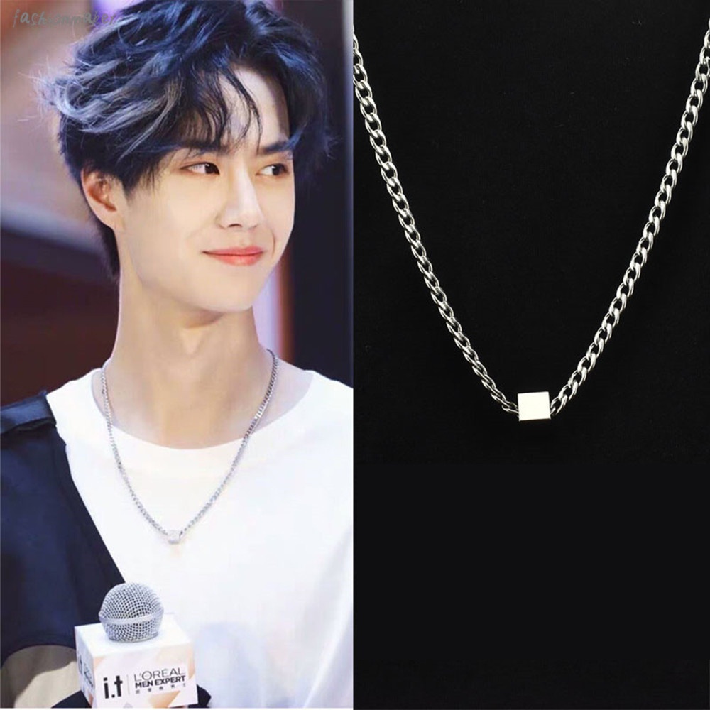 Vòng cổ bạc mặt hình khối lập phương thời trang cho nam nữ