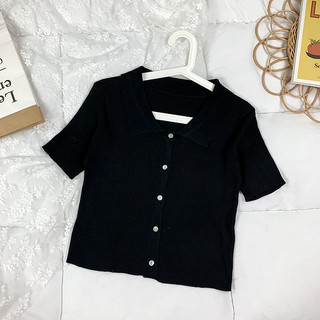 Áo thun len tăm sọc gài nút