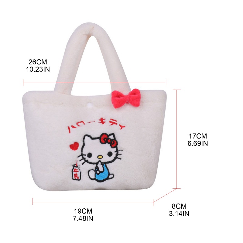 Túi Đeo Vai/Xách Tay Bằng Vải Lông Thêu Họa Tiết Dễ Thương Thời Trang Đường Phố Dùng Khi Chụp Ảnh