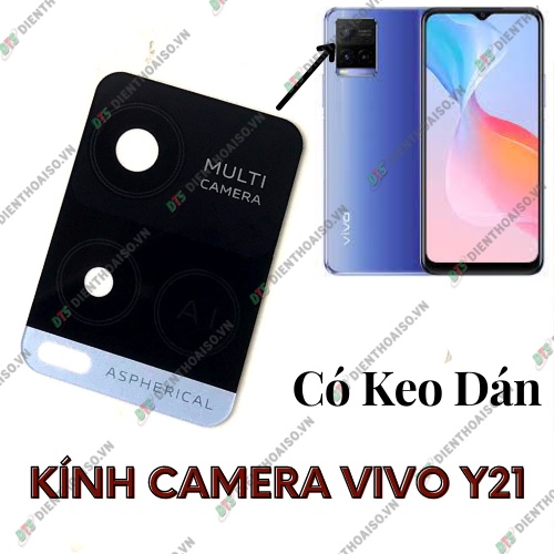 Mặt kính camera vivo y21 có sẵn keo dán