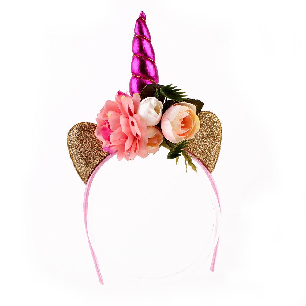 Băng Đô Cài Tóc Hình Sừng Kỳ Lân Phối Kim Tuyến Lấp Lánh Dễ Thương