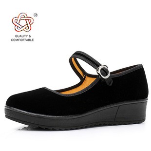 Old Beijing Cloth Shoes Women's Black Shoes Low-Cut Slip-on Leisure nv dan xie Velveteen Professional Hotel Safety Shoes