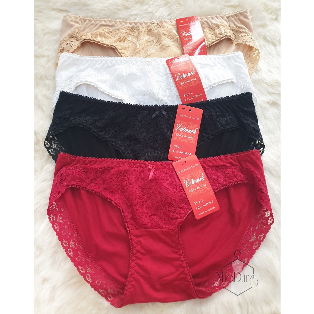 Combo 4 quần lót nữ vải cotton có ren cao cấp siêu thoáng mát dưới 70kg