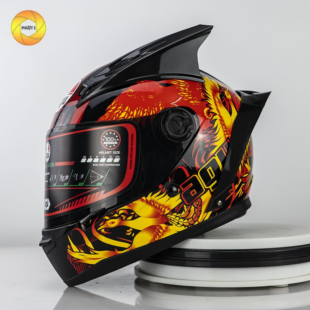 Mũ Bảo Hiểm fullface SOLEX Tem Phượng Hoàng - Siêu Đẹp