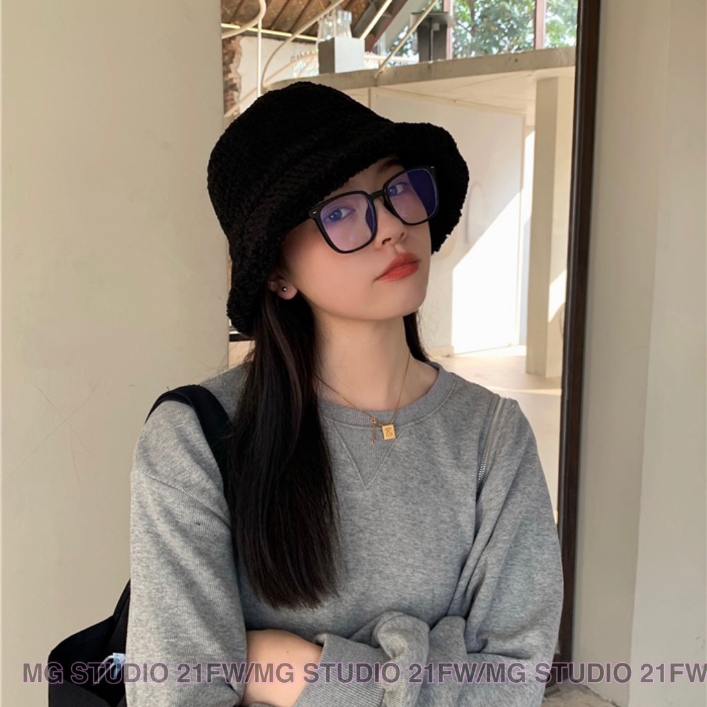 Mũ xô MG STUDIO bằng len lông cừu phong cách cơ bản với 4 màu