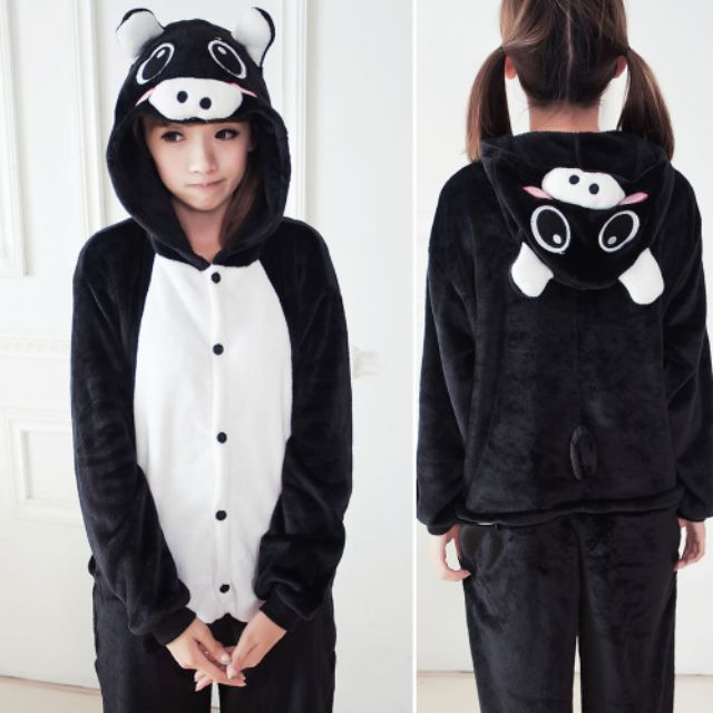 Bộ đồ ngủ lông ấm áp heo đen ( S M L XL)