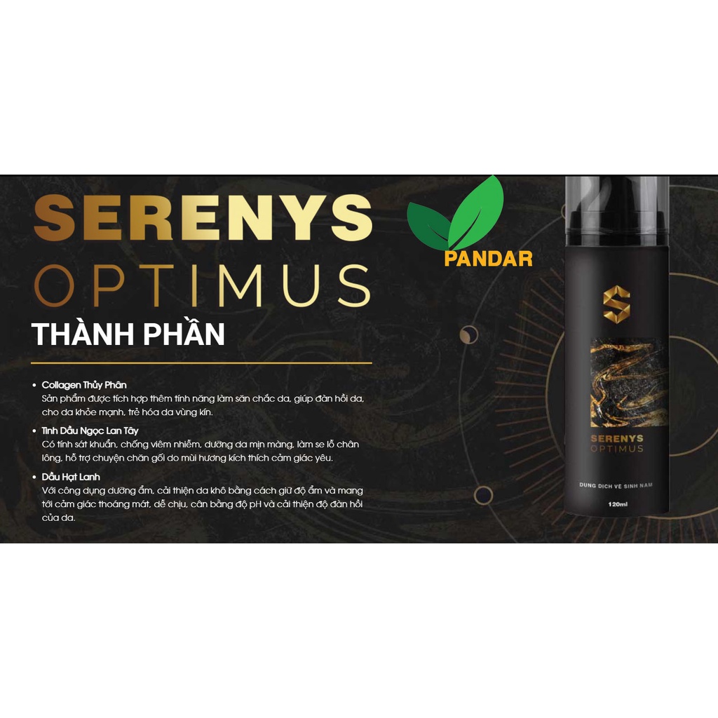 Dung dịch vệ sinh nam Serenys Optimus,khử mùi vùng kín, dịu nhẹ, khánh khuẩn, săn chắc da,120ml, PANDAR