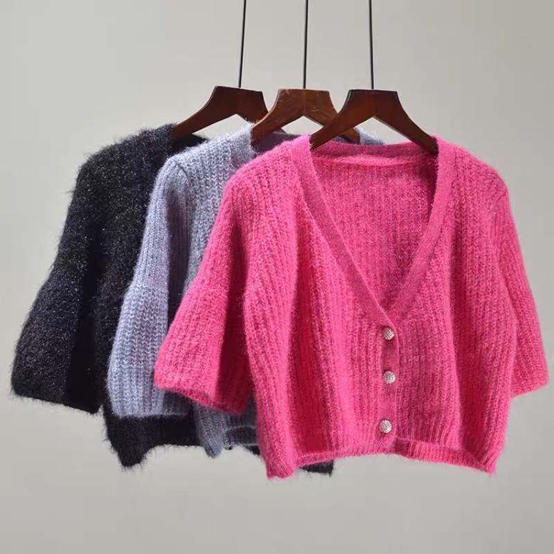 Áo cardigan dáng ngắn nữ, áo khoác len tay lỡ, croptop len cực xinh dễ mix đồ