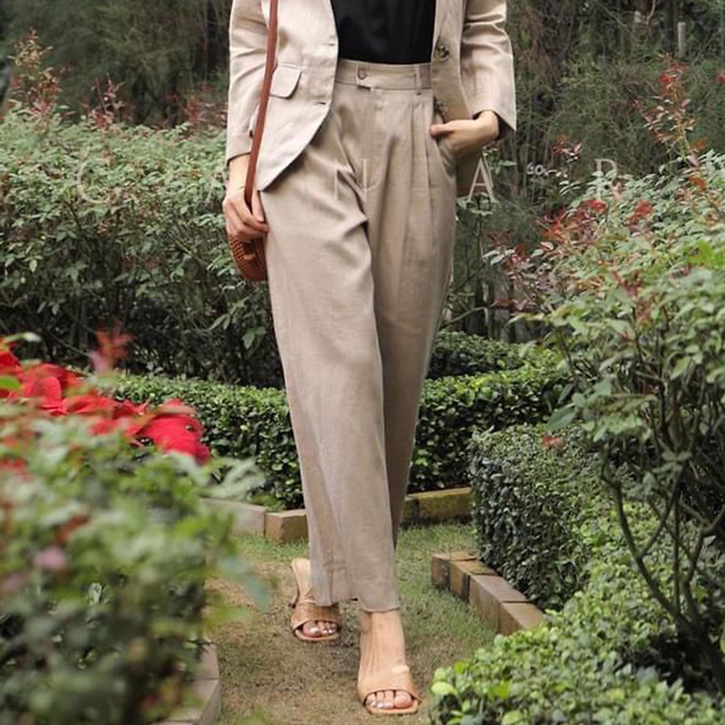 Quần linen ống rộng trẻ trung