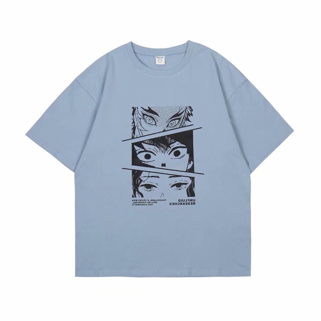 Áo thun tay ngắn dáng rộng in họa tiết hoạt hình phong cách Nhật Bản thời trang cho nam size M-5XL