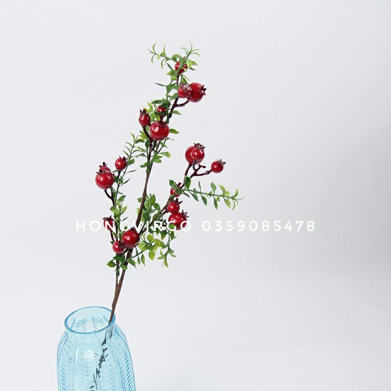 Cành Lựu Giả - Cành Lựu Phú Quý Trang Trí dài 63cm phong thủy thu hút tài lộc