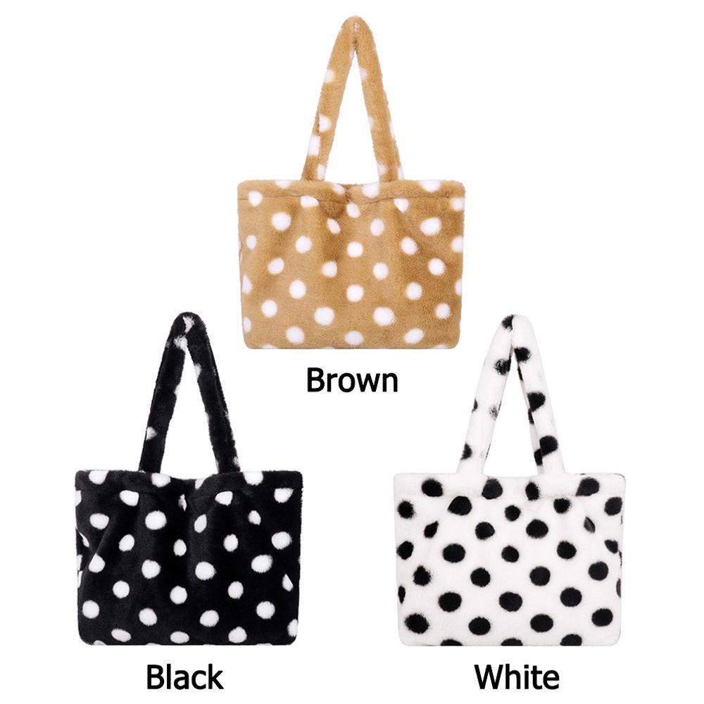 UUMIR Túi Xách Đeo Vai Họa Tiết Chấm Bi Phối Lông Giả Sức Chứa Lớn Cho Nữ