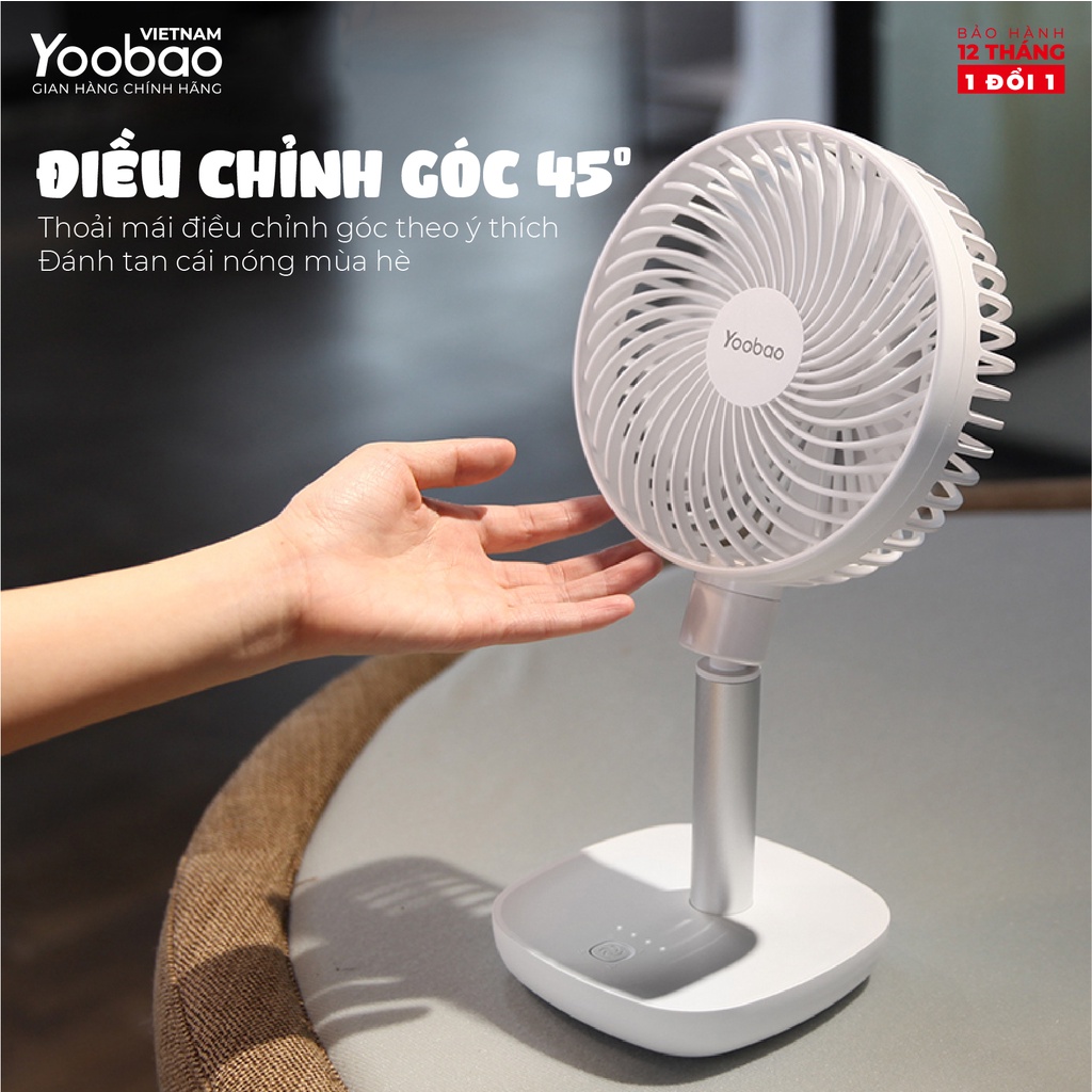 [BẢO HÀNH CHÍNH HÃNG] Quạt Tích Điện Yoobao Dùng 60h Liên Tục 10000mAh-F1