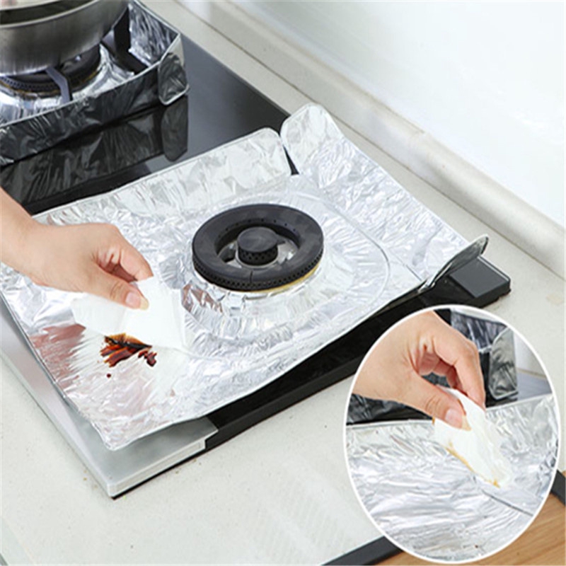 Set 2 Tấm Giấy Bạc Chống Dầu Bảo Vệ Bếp Ga Tái Sử Dụng Được