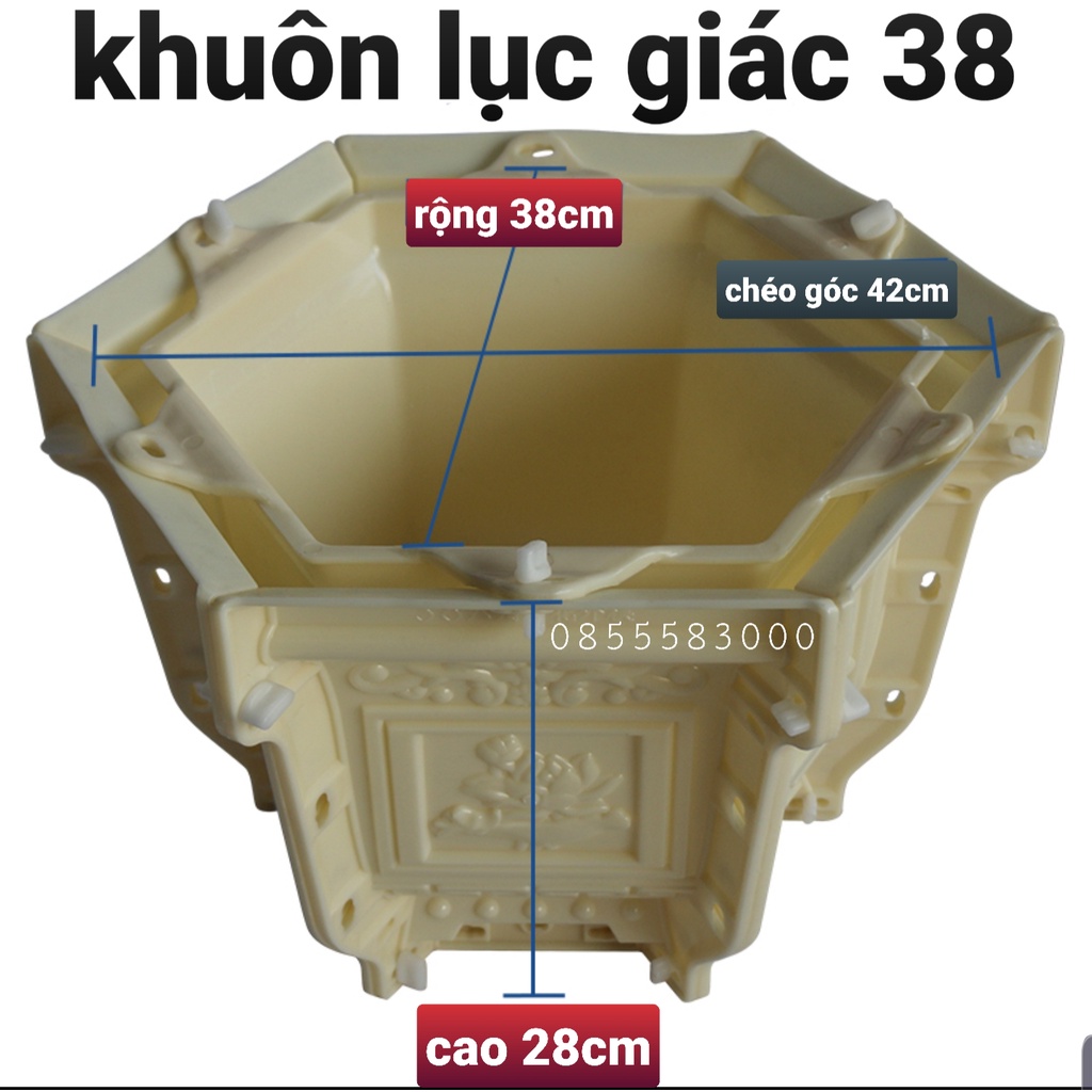 Khuôn đúc chậu cảnh lục giác 38 và chân đôn (khuôn ABS có lòng trong)