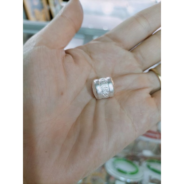Lu thống bạc ta nguyên chất khắc chú Ommani chú đại bi bình an may mắn 10*12mm
