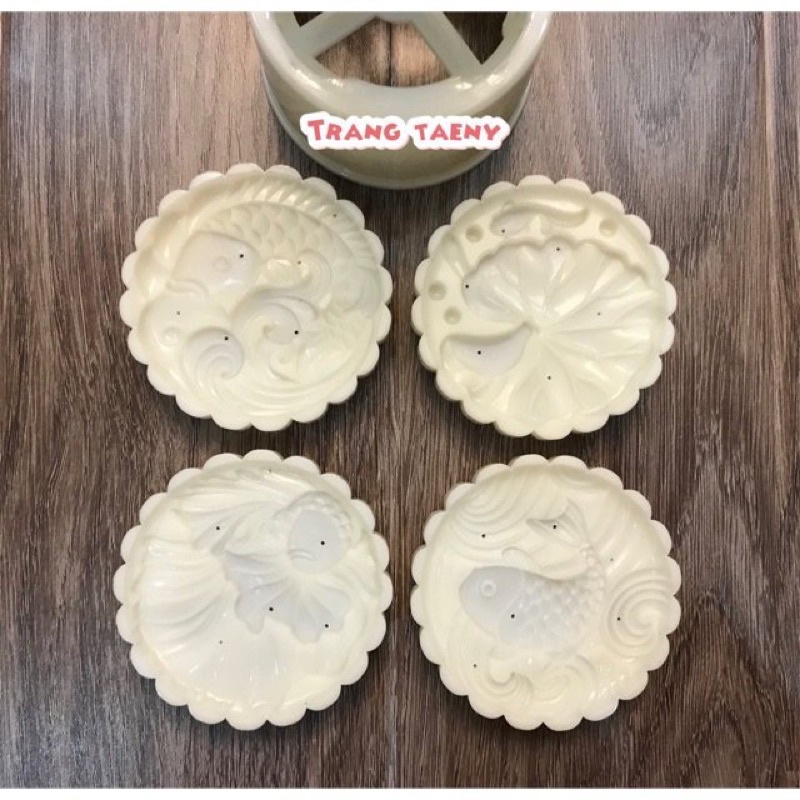 Khuôn trung thu lò xo 4 mặt cá + lá sen