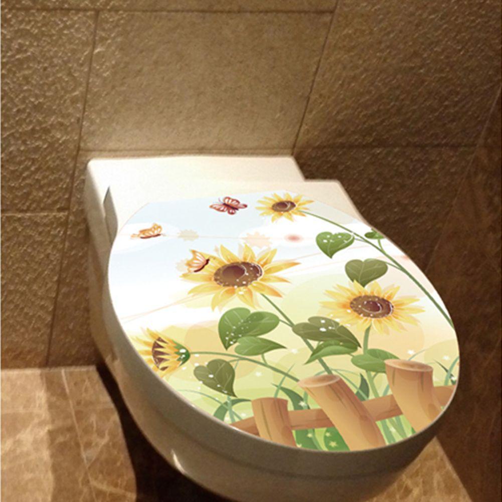 Sticker Dán Nắp Toilet Họa Tiết Hoa Hướng Dương Nghệ Thuật