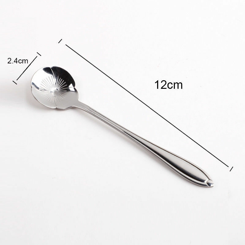 Bộ 8 Muỗng Cà Phê Bằng Thép Không Gỉ Thiết Kế Hình Hoa Anh Đào Sáng Tạo