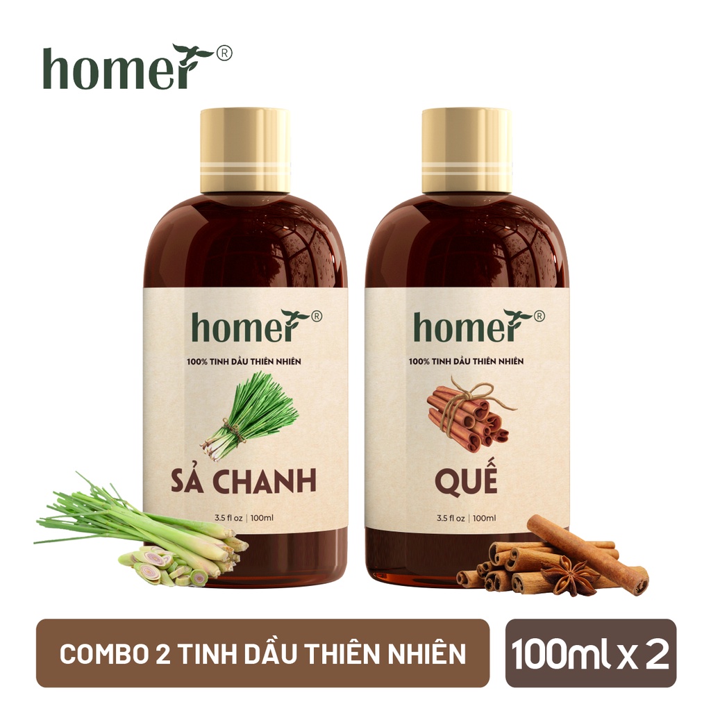 Combo 2 tinh dầu Sả Chanh + Quế Homer 20ml/chai