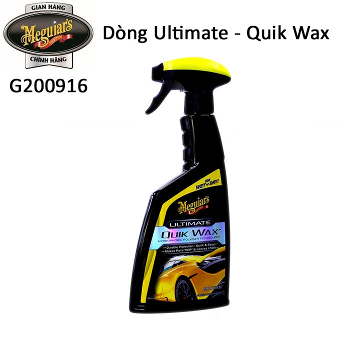 Meguiar's Wax bóng nhanh cho sơn dòng Ultimate - Quik Wax - G200916, 475 ml, 16 oz