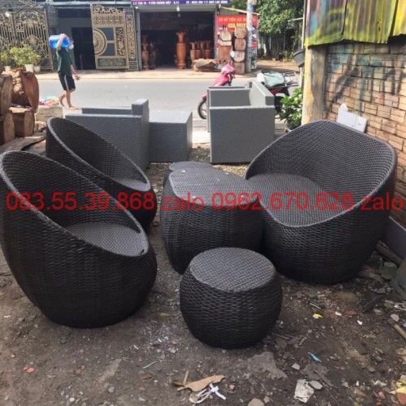 Bộ bàn ghế mây nhựa giá rẻ bàn ghế cafe, dân thủ công