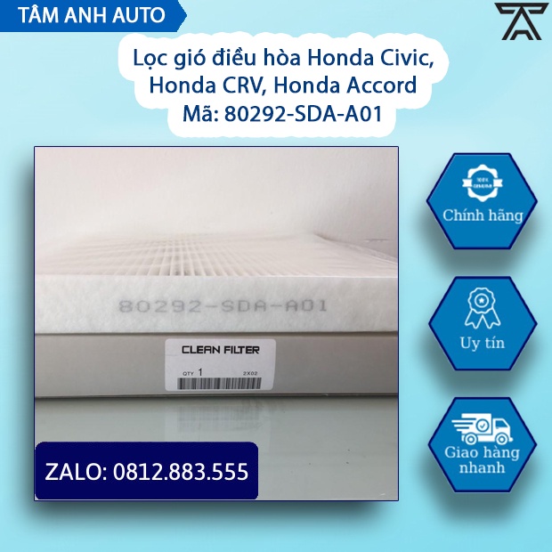 Lọc gió điều hòa Honda Civic, Honda CRV, Honda Accord (Mã: 80292-SDA-A01)