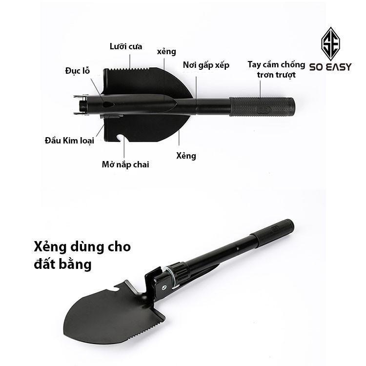 Bộ Cuốc Xẻng Du Lịch Đa Năng 4 In 1 Cho Người Làm Vườn - Gấp Gọn - Có Bao Đựng