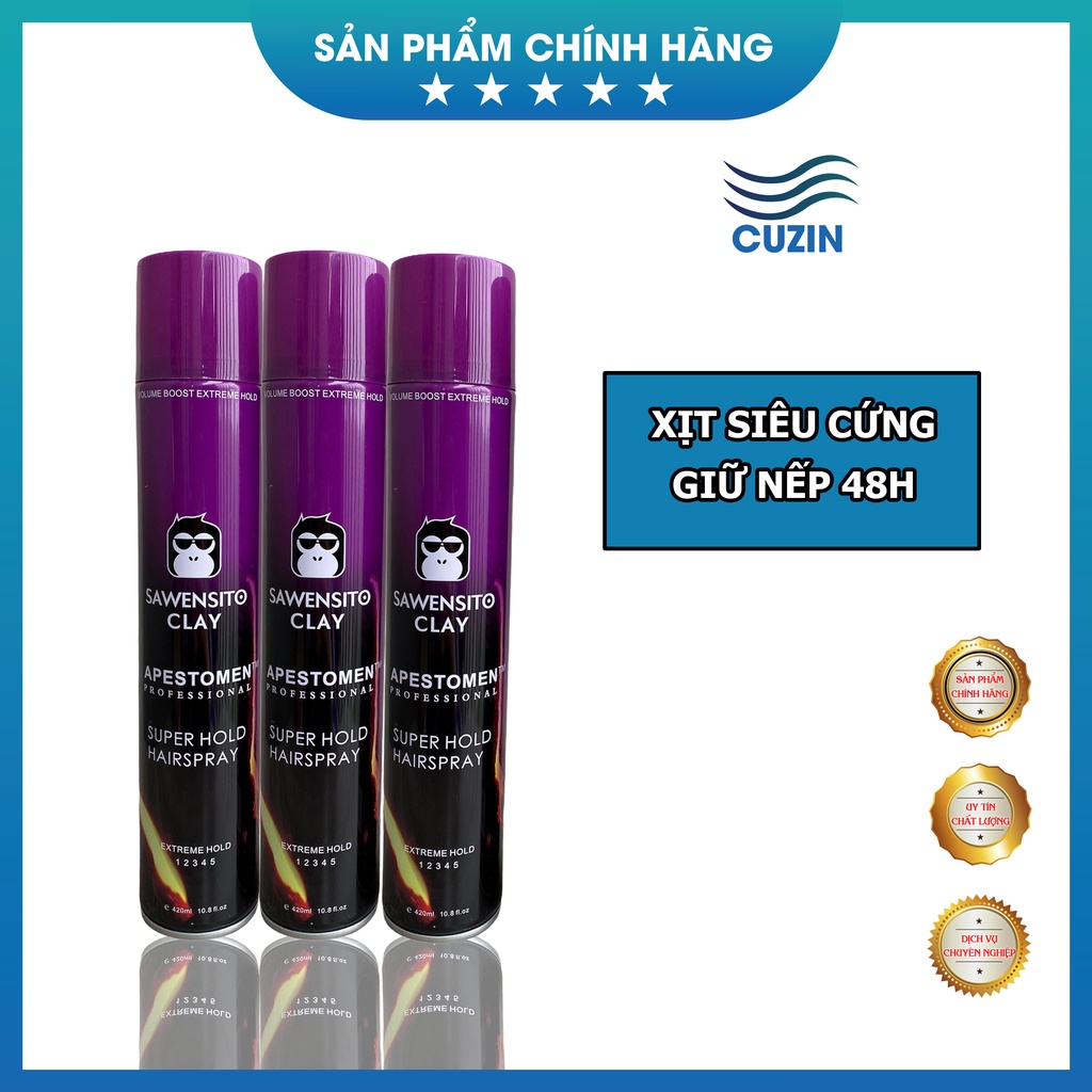 Gôm xịt tóc VOLCANIC 350ml tạo kiểu giữ nếp cho tóc. HÀNG CHÍNH HÃNG