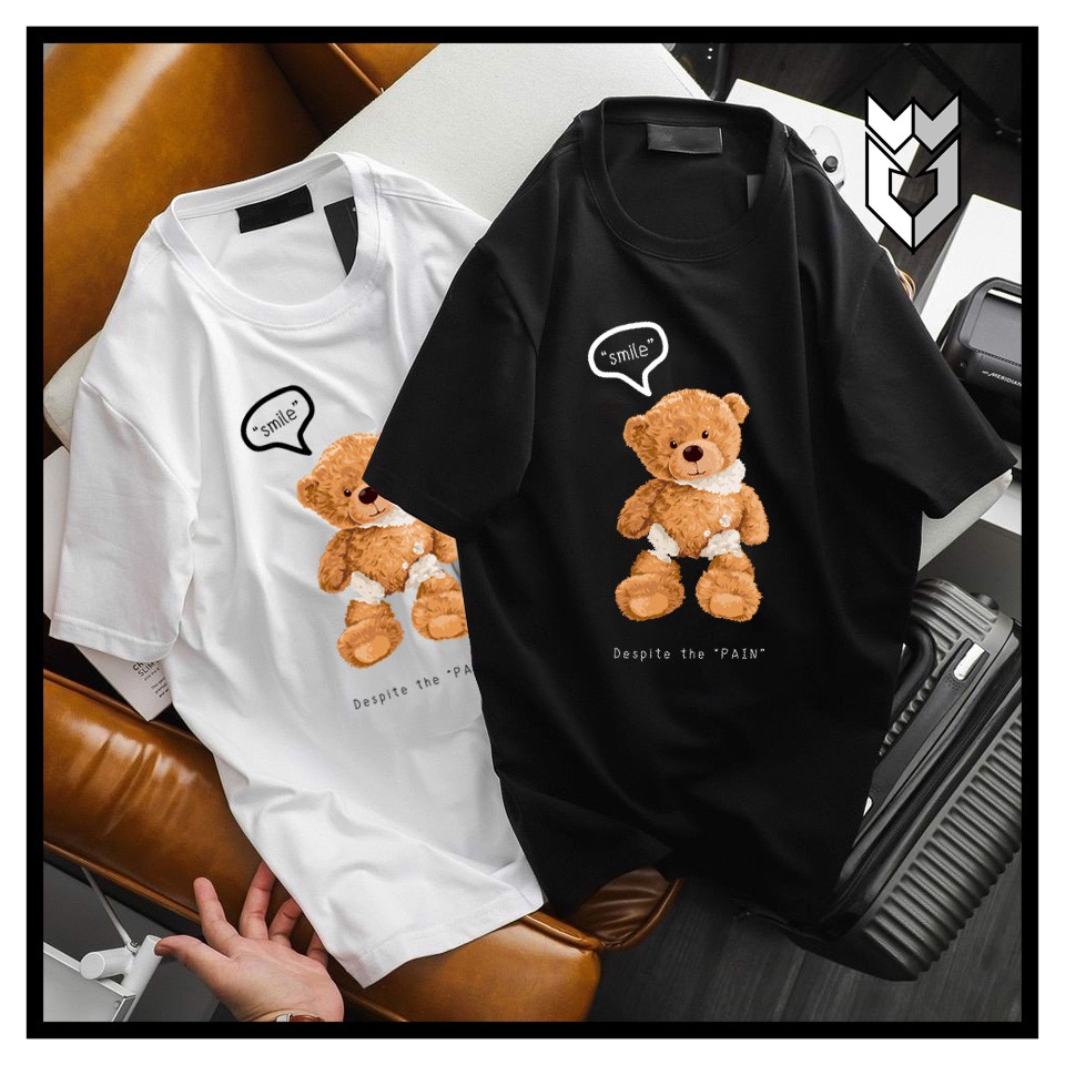 【FREE SHIP】Áo Thun nam nữ unisex Smiley Bear, áo thun cotton ngắn tay cổ tròn - GW Shop | BigBuy360 - bigbuy360.vn
