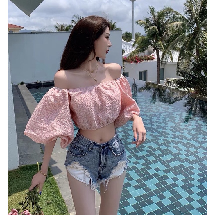 Áo trễ vai hồng pastel điệu đà nữ tính 🌸🌸🌸