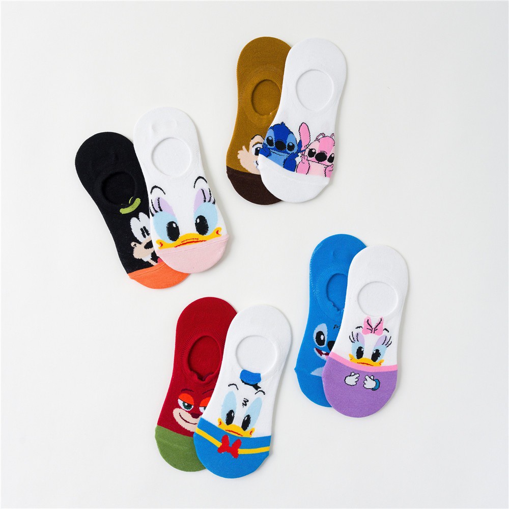 Vớ Lười Disney Tất Ngắn Cổ Hoạt hình stitch mike sadness buzz cáo Mang giày thể thao Phong cách Ulzzang Vớ ẩn Nữ Cotton