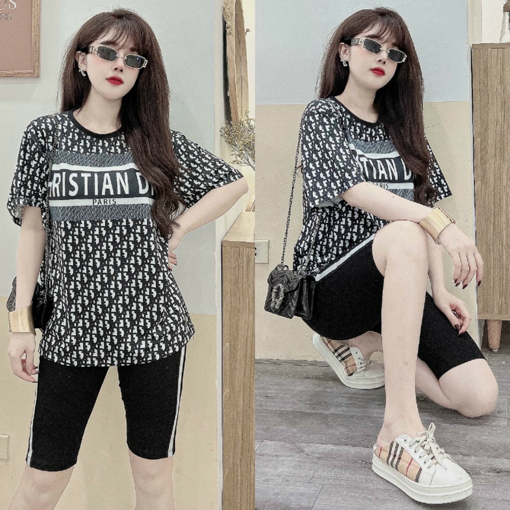 Đồ bộ thun ngố họa tiết viền kim tuyến chữ F