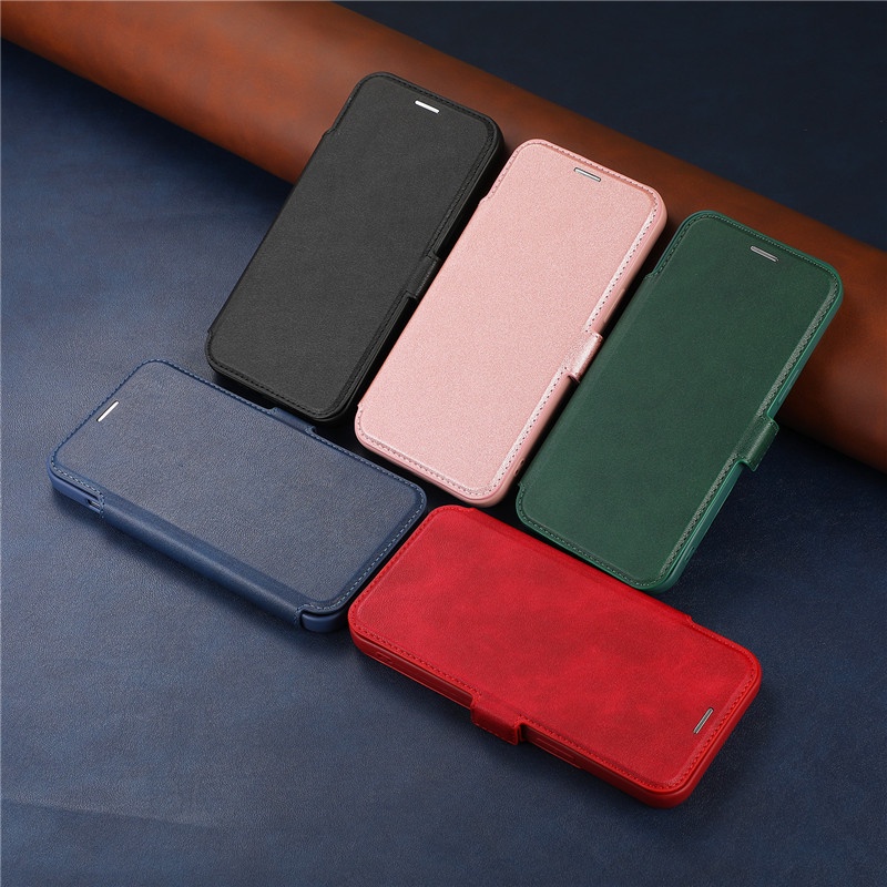 Bao Da Điện Thoại Nắp Lật Khóa Từ Tính Có Ngăn Đựng Thẻ Bảo Vệ Camera Cho IPhone 13 14Pro Max
