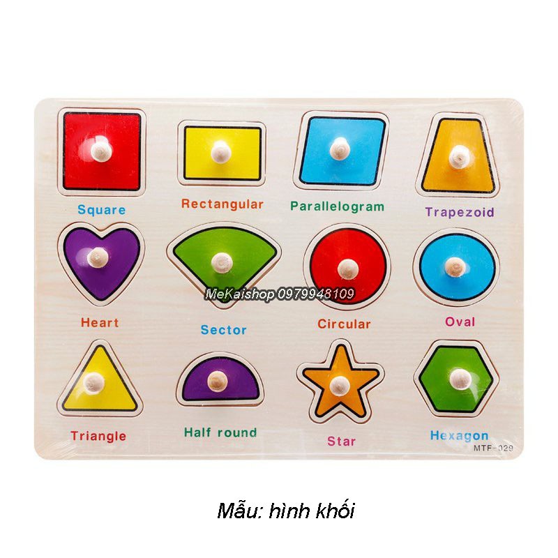 Bảng ghép gỗ có núm cầm dạy nhận biết