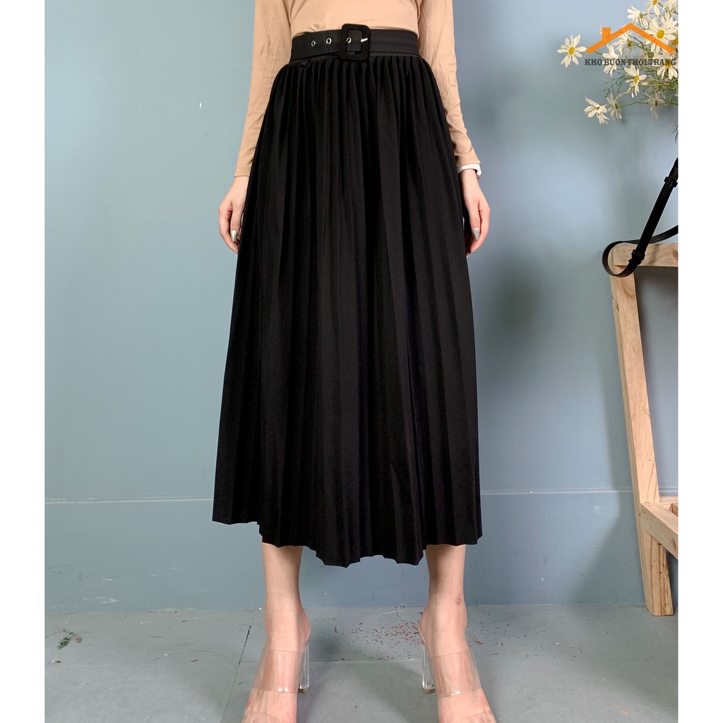 Chân Váy Xếp Ly Dáng Dài Kèm Đai | BigBuy360 - bigbuy360.vn