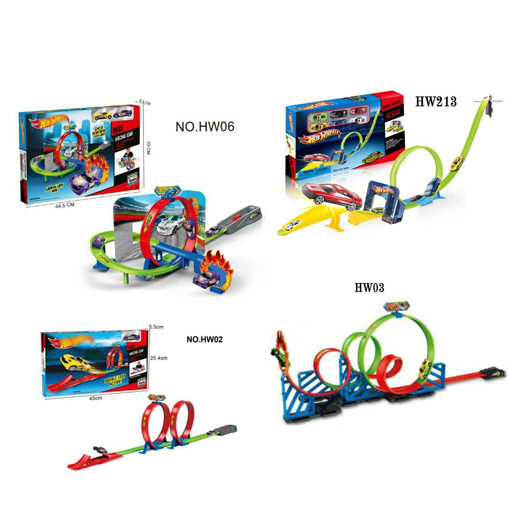 Hot Wheels Bộ Đồ Chơi Xe Đua Xoay 360 Độ Kèm 2 Đường Ray Cho Bé