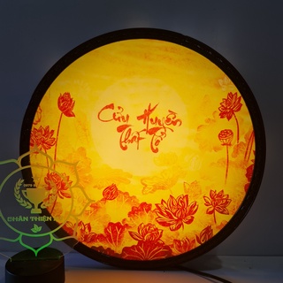 Đèn thờ hào quang trúc chỉ in hoa sen