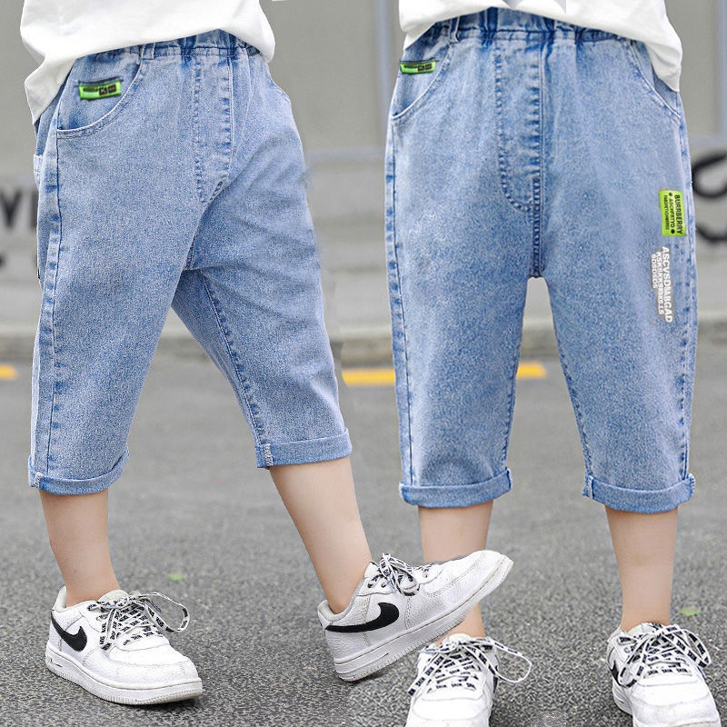 Quần Jean Ngắn Dáng Rộng Thời Trang Mùa Hè Hàn Quốc Cho Bé Trai 100-150