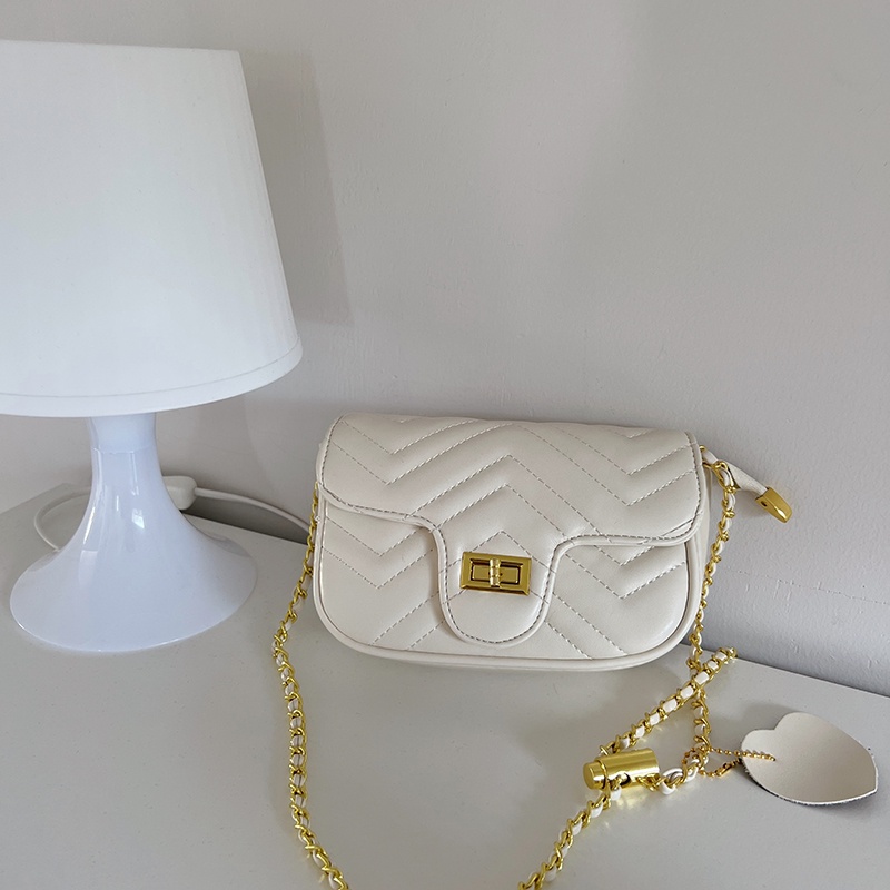 Túi IELGY đeo chéo hình vuông cỡ nhỏ màu xanh lá phối dây đeo sợi xích thời trang cho nữ