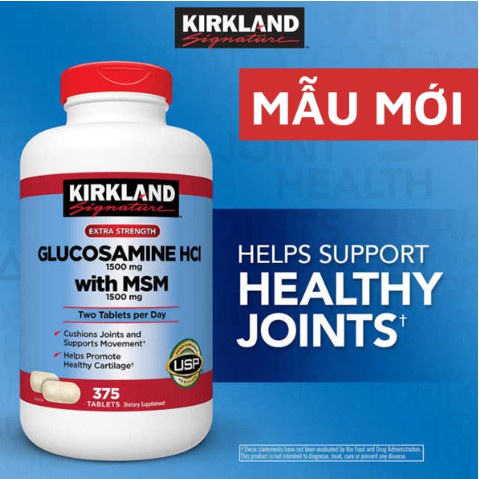 [Mã 55FMCGSALE giảm 8% đơn 500K] [Date 2024]Glucosamine HCL 1500mg MSM 1500mg chai 375v HSD 2023