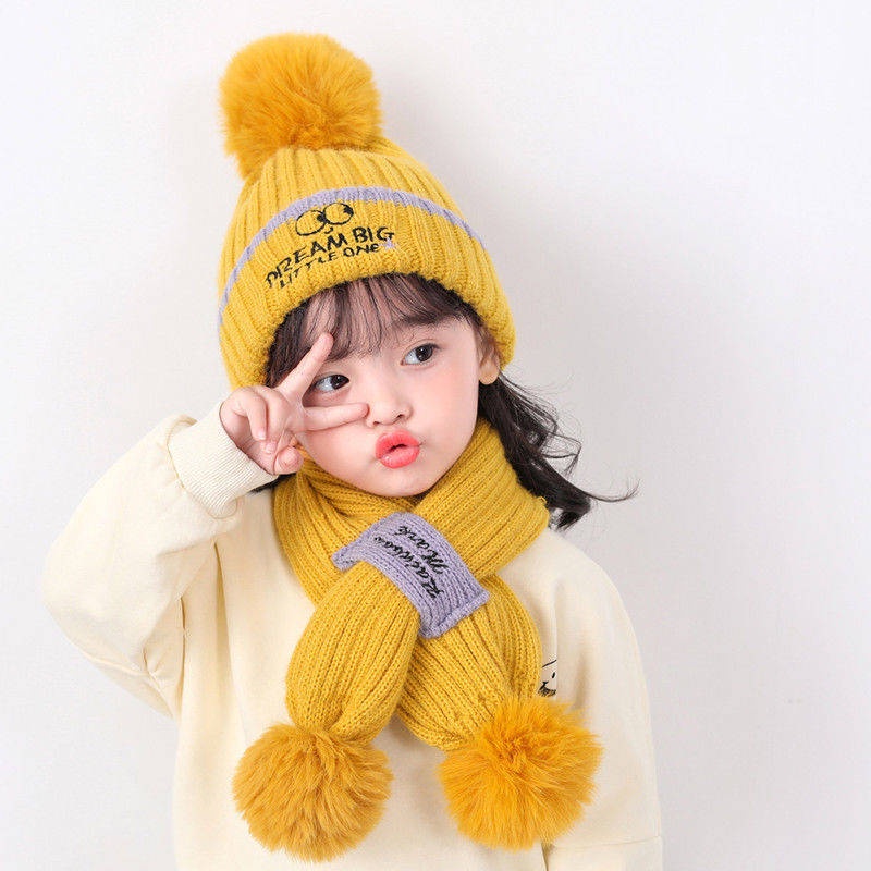 Set Mũ Len Và Khăn Choàng Cổ Phong Cách Hàn Quốc Cho Bé Gái Từ 2-3-4-6-8 Tuổi 12 Tuổi