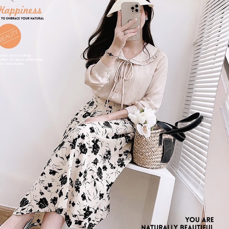 Set áo sơ mi chân váy hoa G551 siêu đẹp dễ mặc có thể tách ra phối cùng các đồ quần áo khác CÓ BIGSIZE - GEM Fashion