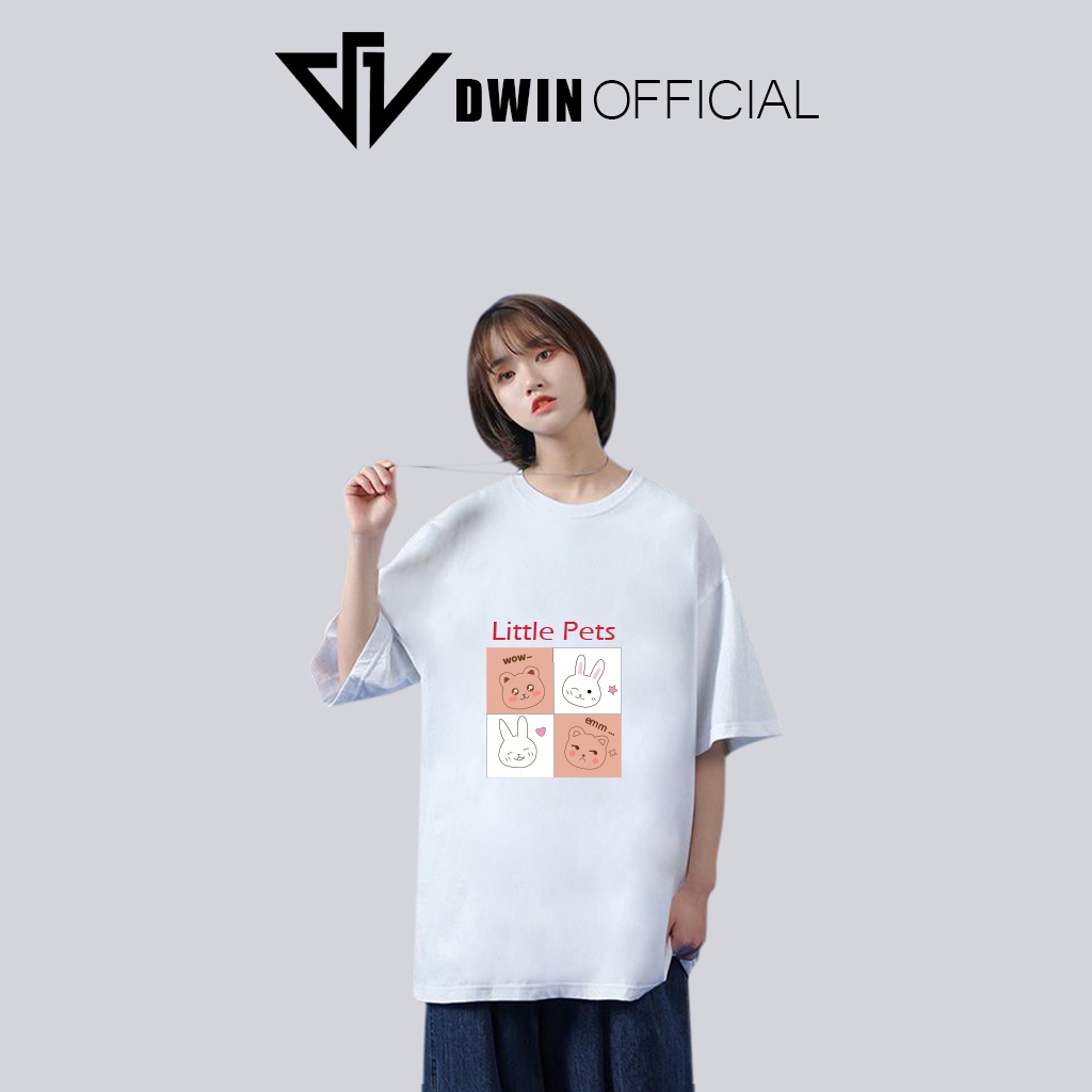 Áo thun unisex hình thỏ thời trang Dwin basic tee phông trơn nam nữ tay lỡ oversize form rộng