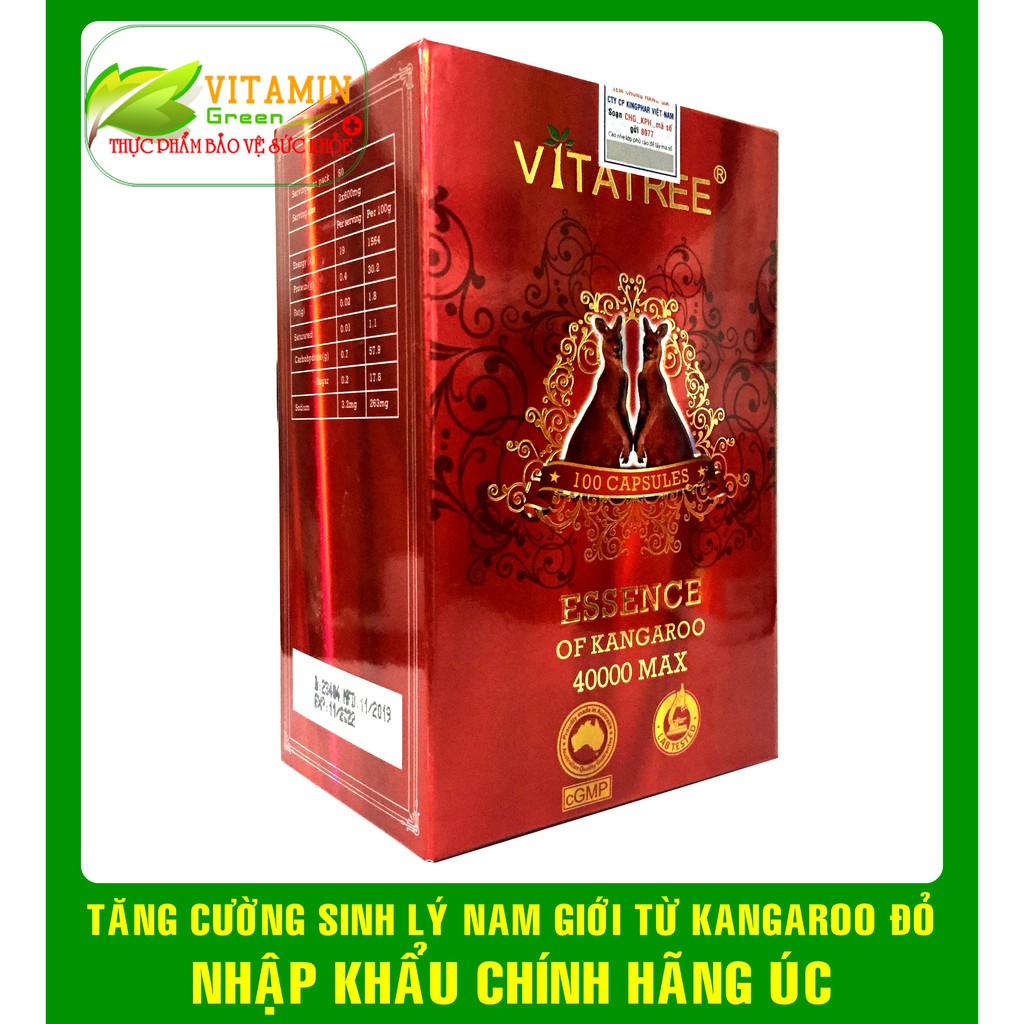 VITATREE ESSENCE OF KANGAROO 40000 TĂNG CƯỜNG SINH LÝ NAM GIỚI (100 viên) | NHẬP KHẨU CHÍNH HÃNG ÚC