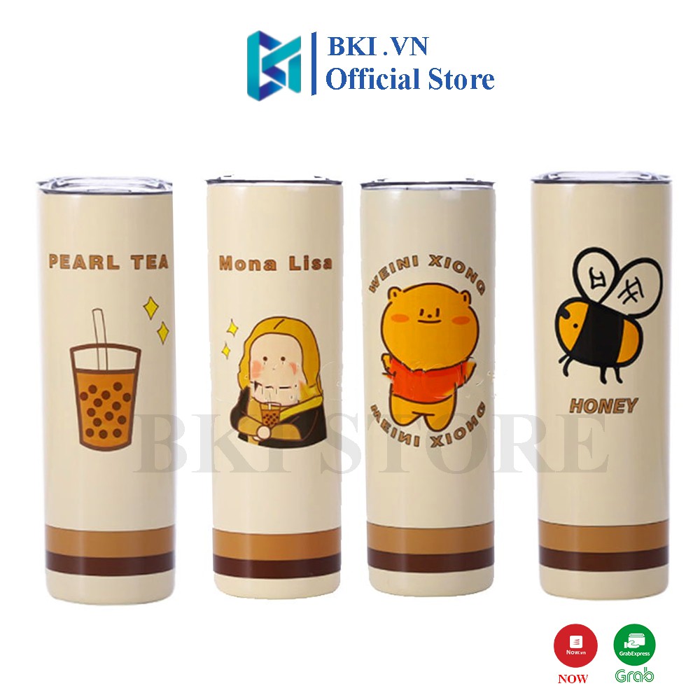 Bình Nước Giữ Nhiệt Inox Cao Cấp ULZZANG 650ML, Giữ Nhiệt, Chống Va Đập Tốt, Hoạ Tiết Siêu Cute